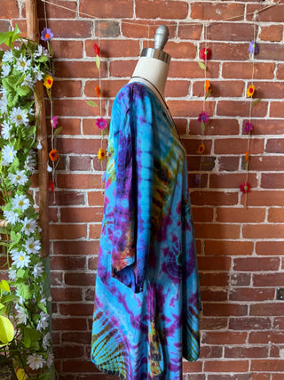 Autumn Stroll Rainbow Tie Dye Flowy Tunic Top