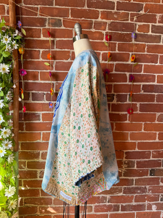 OOAK Autumn Collection - Upcycled Pearl Classic Rock Inspired Kantha Bell Sleeve Top