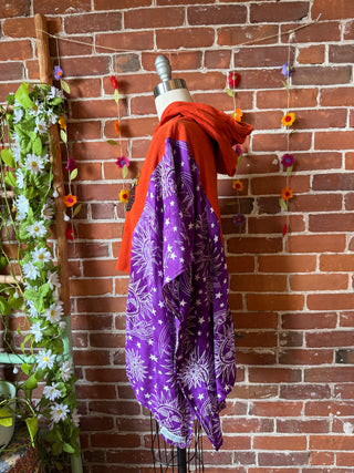 Size Small Upcycled Embroidered Butterfly Hi Lo Celestial Poncho Hoodie