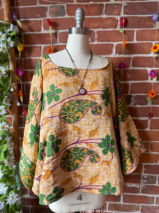 Cosmic Drift Reversible Kantha Poncho Top