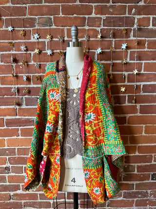 Reversible Gemini Kantha Cocoon Shawl