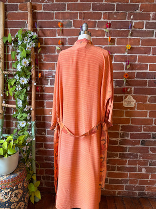 Summer Dreams 100% Sari Silk Robe Kimono w/ Pockets + Belt - Fair Trade Made