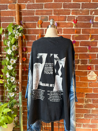 OOAK Autumn Collection- Upcycled Justin Timberlake Inspired Tie Dye Poncho Tee