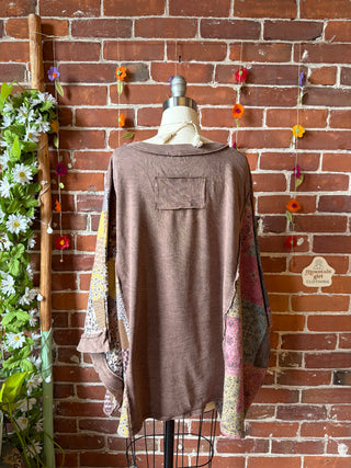 OOAK Summer Collection - Upcycled Kantha Peace Sign Patch Patchwork Poncho Style Top ☮️