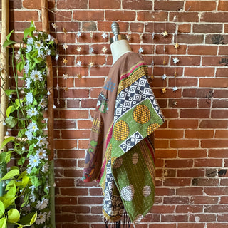 OOAK Autumn Collection- Upcycled Beatles Inspired Poncho Kantha Tee
