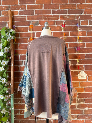 OOAK Autumn Collection - Upcycled Peace Sign Patch Patchwork Poncho Style Top ☮️