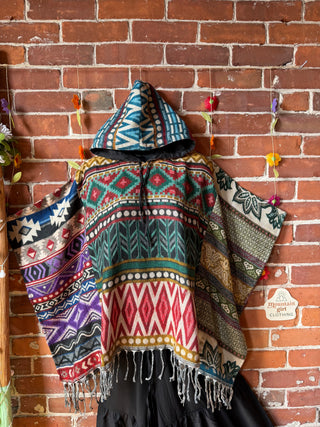 The Wild & Woven Patchwork Hooded Poncho - Fair Trade Made - Final Sale