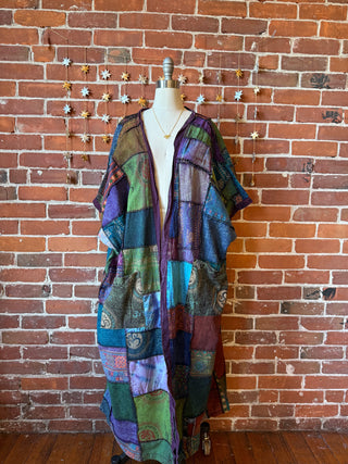 Juniper Patchwork Jacket Kimono- Purples/Jewel Tones