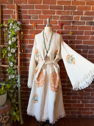 Spirit of Summer 100% Cotton Bell Sleeve Kimono Robe  - Fair Trade Made