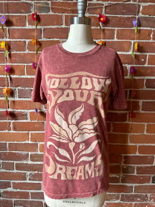 Follow Your Dreams Merlot Mineral Wash TShirt