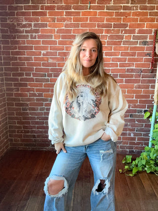 Stevie Nicks Bleach Detail Comfy Boho Sweatshirt