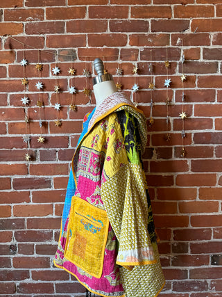 Willow Reversible Kantha Hooded Patchwork Jacket