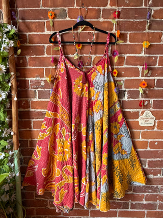 Coffee In The Morning Midi Kantha Summer Dress With Pockets - Fits up to 2X
