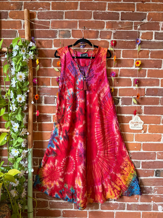 Oh So Flowy Tie Dye Sleeveless Midi Dress with Pockets - Multiple Colors - Fair Trade Made