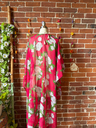 Summer Dreams 100% Silk Poncho Robe- Fair Trade Made