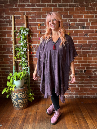 Autumn Skies Stonewashed Flowy Poncho Tunic - Multiple Colors Available- Fair Trade Made