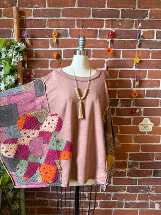 OOAK Summer Collection - Upcycled Flower Patch Patchwork Poncho Style Top 🌼
