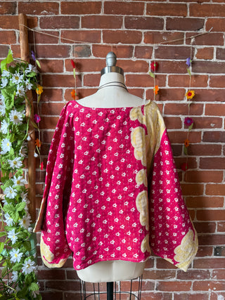Cosmic Drift Reversible Kantha Poncho Top