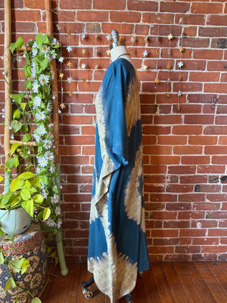 Laila Autumn Spiral Tie Dye Kaftan Dress - Teal