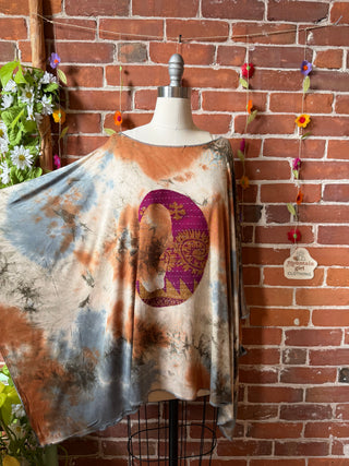 OOAK Spring Collection - Callisto Kantha Crescent Moon Tunic Poncho Top