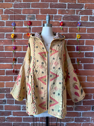 Willow Reversible Kantha Hooded Patchwork Jacket