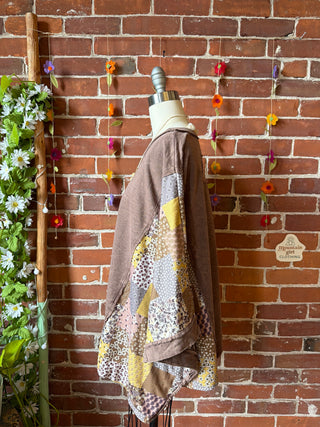 OOAK Summer Collection - Upcycled Kantha Peace Sign Patch Patchwork Poncho Style Top ☮️