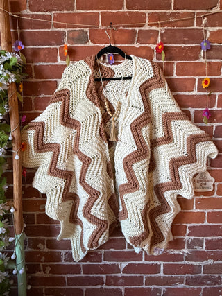 OOAK Autumn Collection- Vintage Upcycled Crochet Poncho Sweater