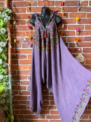 Oh So Flowy Festival Embroidered Jumpsuit Fits - Fair Trade Made -Multiple Colors
