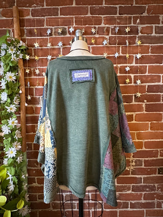 OOAK Autumn Collection - Upcycled Flower Patchwork Poncho Style Top 🌼