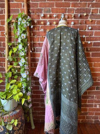 OOAK Autumn Collection-Reversible Stardust Kantha Ruana Jacket With Pockets