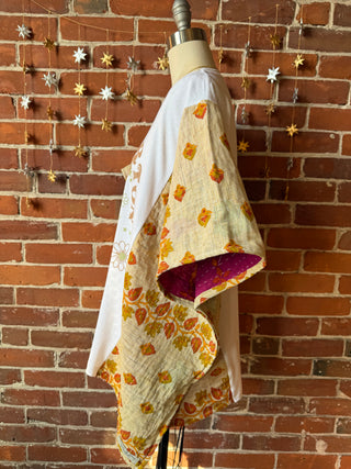 Upcycled Dolly Parton Inspired Kantha Poncho Top