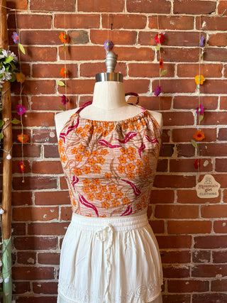 Size 14-20 In Bloom Reversible Kantha Halter Top - 100% Cotton - Fair Trade Made