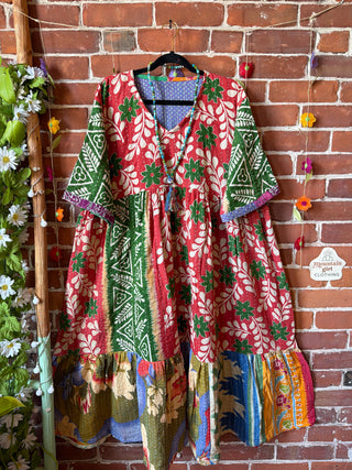 Coffee In The Morning Kantha Dress - Fits up to 3X