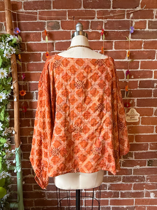 OOAK Autumn Collection - Reversible Cosmic Drift Kantha Poncho Top with Luna Butterfly- 2 Tops in 1