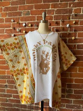 Upcycled Dolly Parton Inspired Kantha Poncho Top