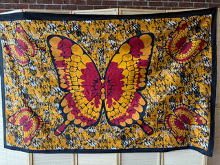 100% cotton Orange / Red Butterfly Batik Print Boho Tapestry