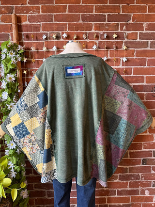 OOAK Autumn Collection - Upcycled Flower Patchwork Poncho Style Top 🌼