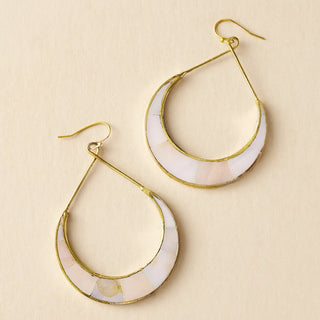 Crescent Moon Mother of Pearl Hoop Earrings -Fair Trade Made- Final Sale