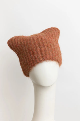 Soft Cat Ear Style Beanie Hat in Clay