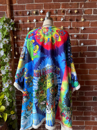 OOAK Autumn Collection - Upcycled Grateful Dead Inspired Poncho Wearable Blanket