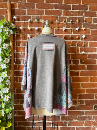 OOAK Winter Collection - Upcycled Kantha Flower Patch Patchwork Poncho Style Top 🌼