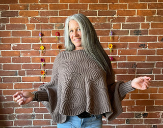 The Coffee Shop Latte Poncho Pullover Sweater