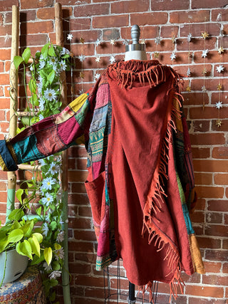 Rust Juniper Patchwork Fringe Jacket