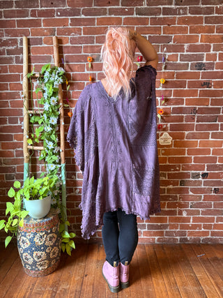 Autumn Skies Stonewashed Flowy Poncho Tunic - Multiple Colors Available- Fair Trade Made