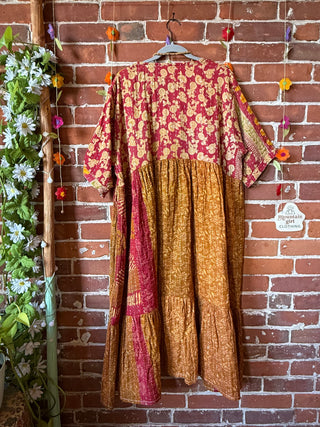 Coffee In The Morning Kantha Dress - Fits up to 3X - 100% Cotton- Fair Trade Made
