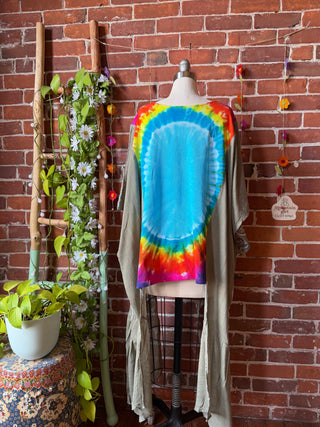 Grateful Dead Inspired Tie Dye Sage Embroidered Hi Lo Top