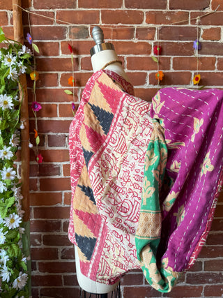 Cosmic Drift Reversible Kantha Poncho Top