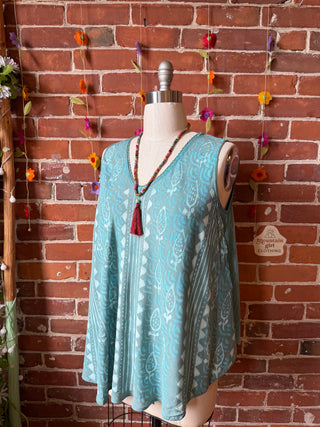 Turquoise Moon Batik Festival Tank Top - Fair Trade Made - Final Sale