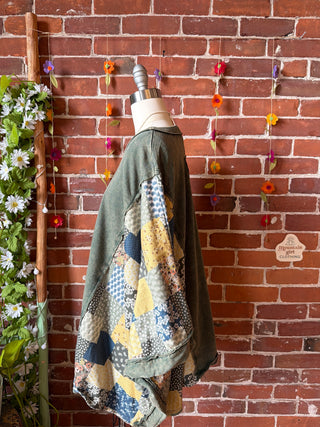 OOAK Summer Collection - Upcycled Kantha Peace Sign Patch Patchwork Poncho Style Top ☮️