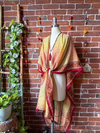Summer Dreams 100% Silk Poncho Robe- Fair Trade Made